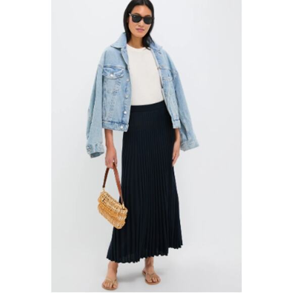 Tuckernuck Navy Blue Lightweight Knit Kenley Fit & Flare Maxi Skirt Size S